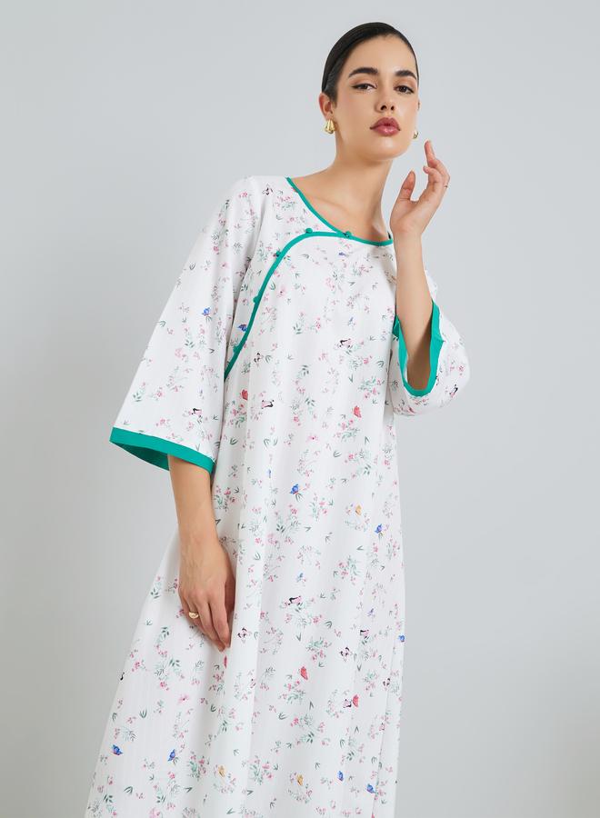 ستايلي جلابية بطبعة زهور بقصة واسعة - Image 1